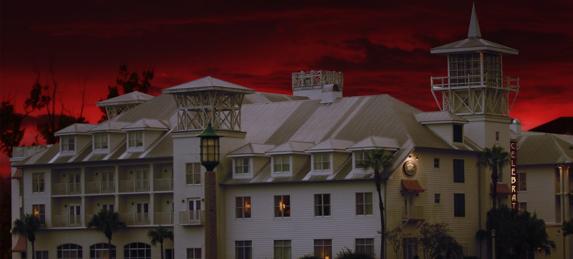 hotel with red sky